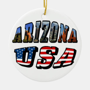 Arizona Bild und USA-Flagge Text Keramik Ornament