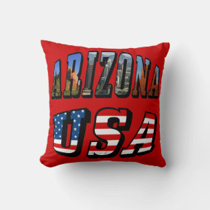 Arizona Bild und USA-Flagge Text Kissen