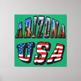 Arizona-Bild und USA-Flagge-Text Leinwanddruck