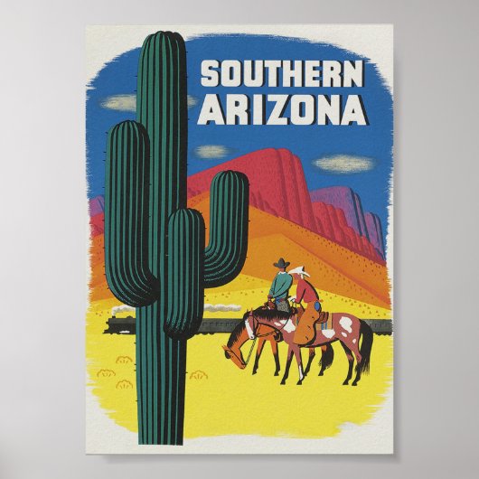 Arizona Boho Cactus Vintage Travel Poster (Vorne)