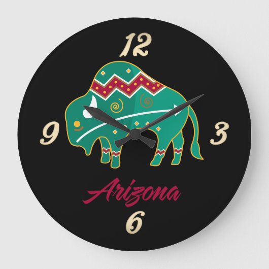 Arizona Buffalo Totem Wall Clock Große Wanduhr (Vorderseite)