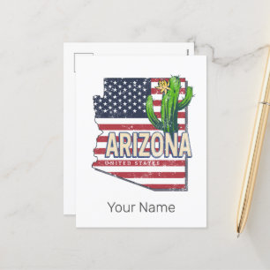 Arizona Bundesstaat Vereinigte Staaten Retro-Karte Feiertagspostkarte