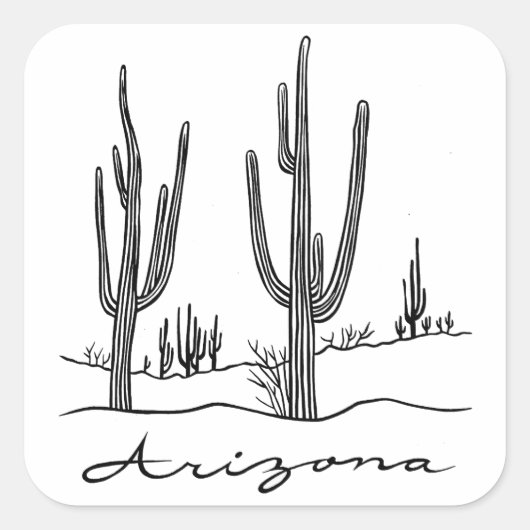 Arizona Cactus Country Quadratischer Aufkleber (Vorderseite)