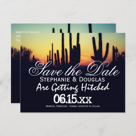 Arizona Cactus Sunset Save the Date Postkarten (Vorne/Hinten)