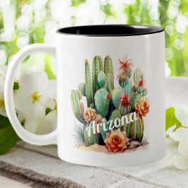 Arizona Cactus Watercolor Garden Pflanze Zweifarbige Tasse