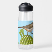 Arizona Cactus Wren Saguaro Cactus Illustration Trinkflasche (Vorne)