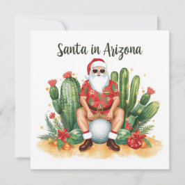 Arizona Christmas with Santa Claus on golf ball Feiertagskarte