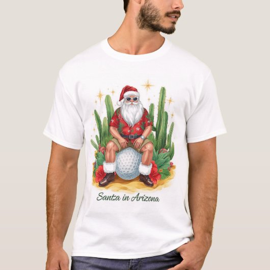 Arizona Christmas with Santa Claus on golf ball T-Shirt (Vorderseite)