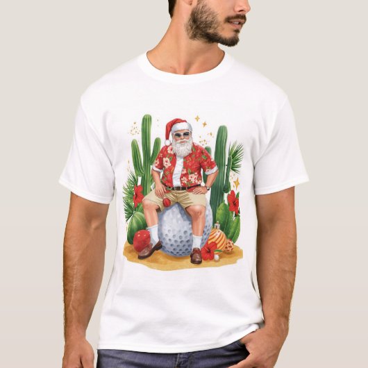 Arizona Christmas with Santa Claus on golf ball  T-Shirt (Vorderseite)