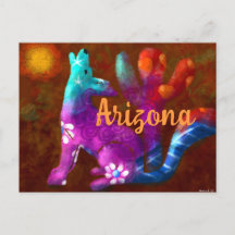 Arizona Coyote Abstrakt Art Saguaro Cactus Desert