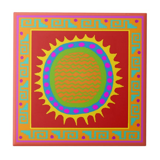 Arizona del Sol Tile - Rot-Gelb-Blau-Rosa Fliese (Vorderseite)