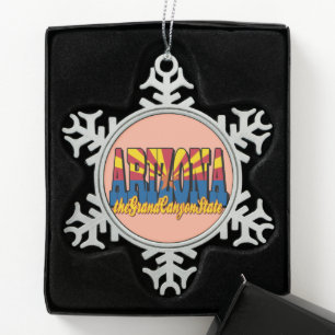 Arizona, der Staat des Grand Canyon Schneeflocken Zinn-Ornament