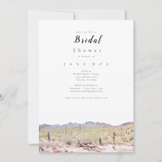 Arizona Desert Bridal Dusche Einladung (Vorderseite)
