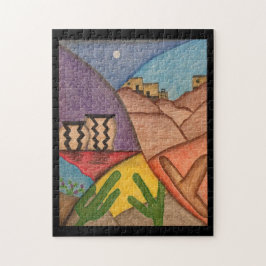 Arizona Desert Cactus Southwest Folk Art Puzzle