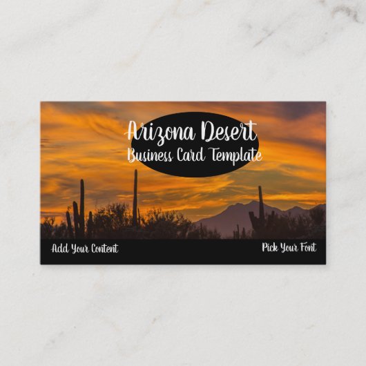 Arizona Desert Cactus Sunset Business Card Visitenkarte (Vorderseite)