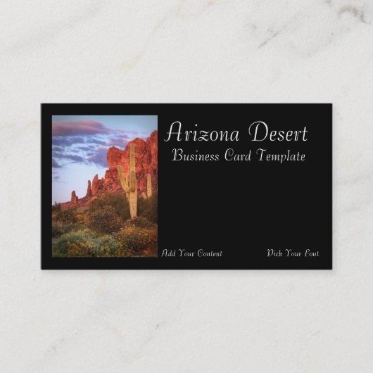 Arizona Desert Cactus Sunset Business Card Visitenkarte (Vorderseite)