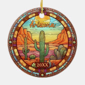 Arizona Desert Cactus Watercolor Keramik Ornament (Hinten)