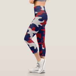 Arizona Desert Camo red blue red Capri Leggings