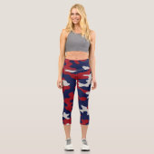 Arizona Desert Camo red blue red Capri Leggings (Vorderseite)