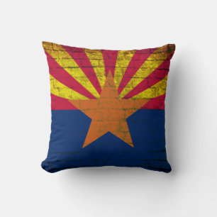 Arizona Fahne Grunge Backstein Wand Kissen