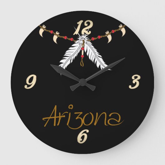 Arizona Feather Choker Wall Clock Große Wanduhr (Vorderseite)