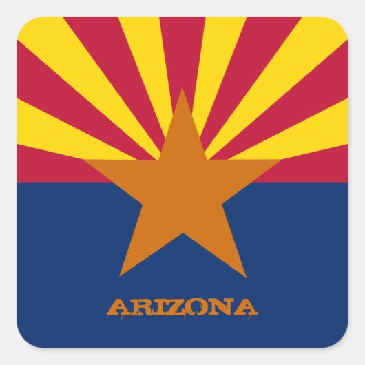 Arizona Flag & Arizona Staat USA Siegel/Sportfans Quadratischer Aufkleber (Vorderseite)