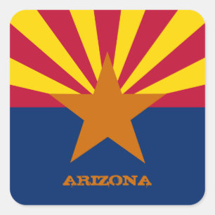 Arizona Flag & Arizona Staat USA Siegel/Sportfans Quadratischer Aufkleber