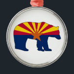 Arizona Flag Bear Ornament Aus Metall<br><div class="desc">Arizona has it all,  desert,  forests,  mountains,  lakes. There's climbing,  skiing,  hiking,  paddling,  and endless terrain to pursue all of your outdoor activities!  This cool design is the Arizona State Flag inside of a bear.</div>