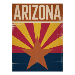 Arizona Flag Retro Style Art Print - Southwest Poster