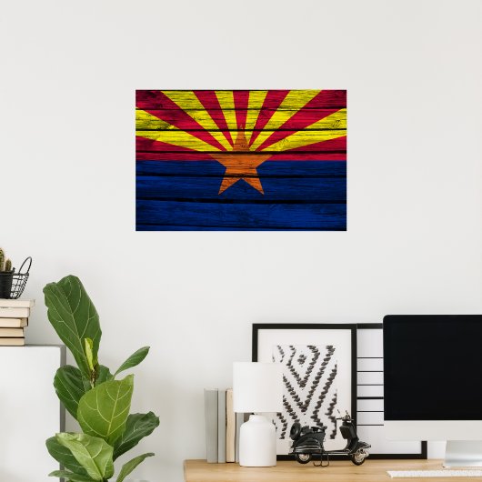 Arizona Flag Rustikales Holz Poster (Heimbüro)