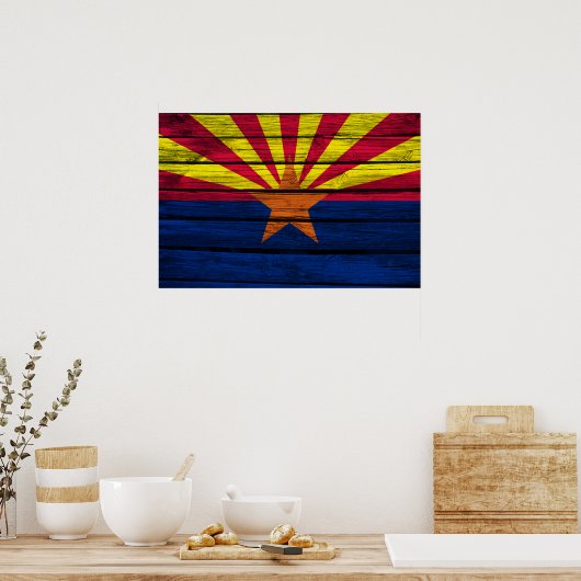 Arizona Flag Rustikales Holz Poster (Küche)