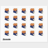 Arizona Flag Staat Blume Saguaro Cactus Blossom Quadratischer Aufkleber (Blatt)