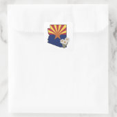 Arizona Flag Staat Blume Saguaro Cactus Blossom Quadratischer Aufkleber (Tasche)