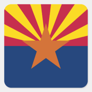 Arizona-Flagge: Setting Star Sun, The Copper State Quadratischer Aufkleber