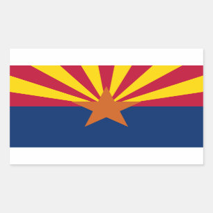 Arizona-Flagge: Sternensonne, Der Kupferstaat Rechteckiger Aufkleber