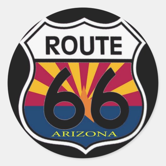 Arizona-Flaggenroute 66 Schild Runder Aufkleber (Vorderseite)