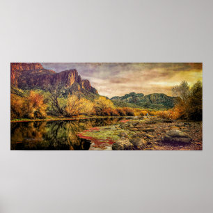 Arizona Fluss Sonoran Wüsten Berge 61cm x 28cm Poster