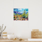 Arizona Frühlingsblumen Wasserfarbene Landschaft Poster (Küche)