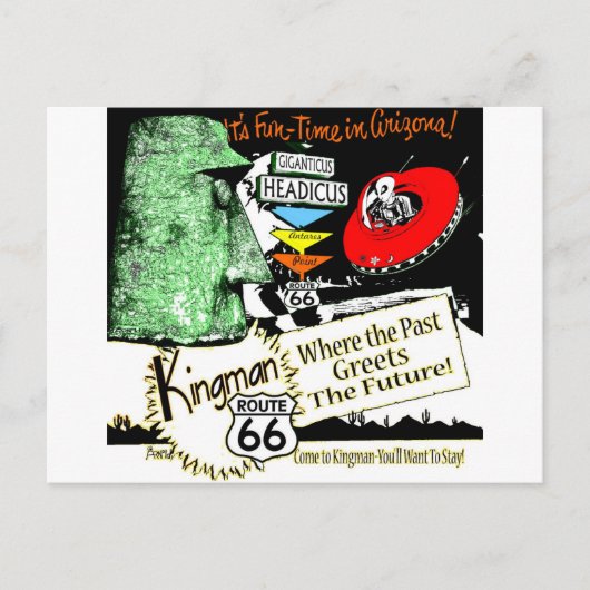 Arizona Fun-Time im Stil der 50er Jahre Alien UFO  Postkarte (Vorderseite)