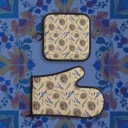 Arizona Gambels Wachtel und Ei Wiederholungsmuster Ofenhandschuh & Topflappen-Set