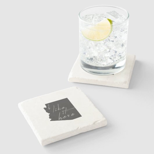 Arizona geformt I like it Hier Schwarzes Brett Steinuntersetzer (Seitenansicht)