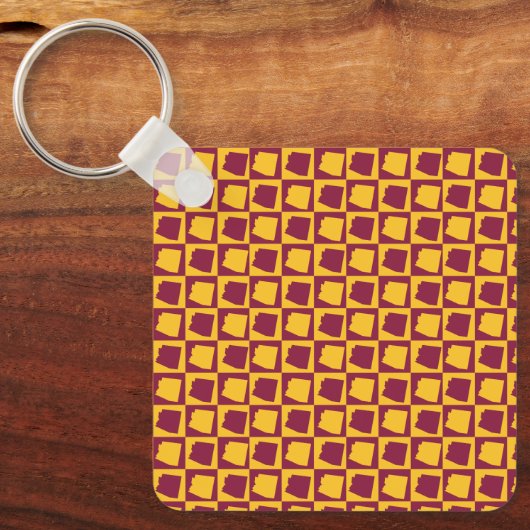 Arizona Geometric Maroon and Gold Pattern Schlüsselanhänger (Vorderseite)