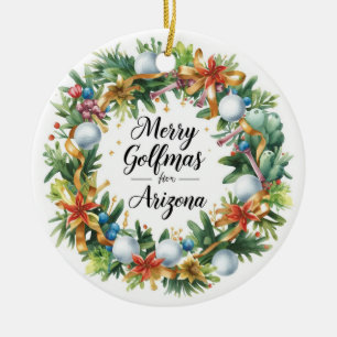 Arizona-Golf-Weihnachtsgruß mit Golfkranz Keramik Ornament