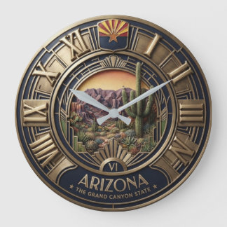 Arizona Grand Canyon State Antique Bronze Große Wanduhr