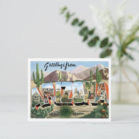 Arizona-Grüße von US-Staaten Postkarte (Stehend Vorderseite)