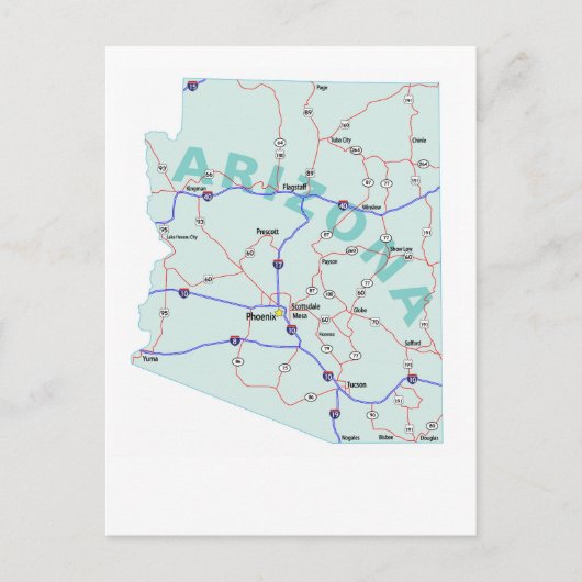 Arizona Interstate Map Postcard Postkarte (Vorderseite)