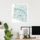 Arizona Interstate Map Print Poster (Heimbüro)