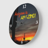 "Arizona is Amazing!" Sunset Sonoran Desert Cactus Große Wanduhr (Winkel)