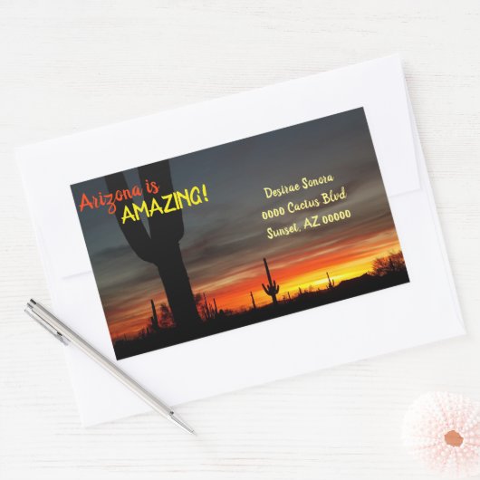 Arizona ist ein Phantastischer Wüste-Sonnenunterga Rechteckiger Aufkleber (Umschlag)