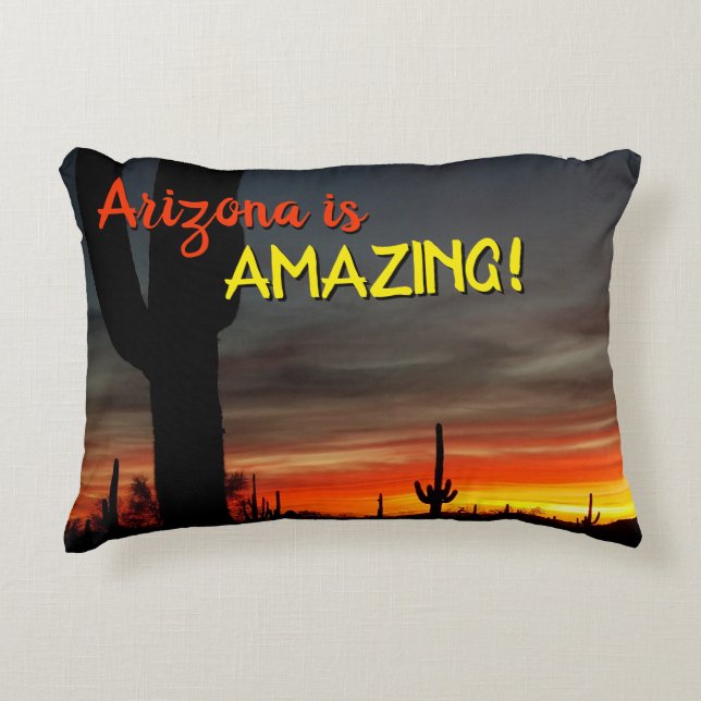 "Arizona ist Phantastisch!" Sonnenuntergang Sonora Dekokissen (Vorderseite)